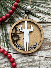 Music lover ornament commemorating marching band season