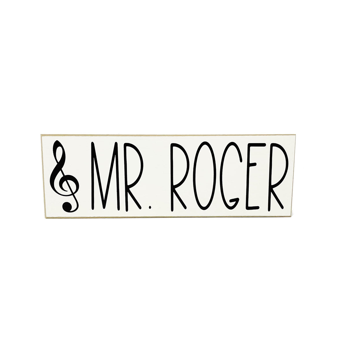Music Teacher Name Sign 3in x 9in freestanding white wood plaque with black treble clef