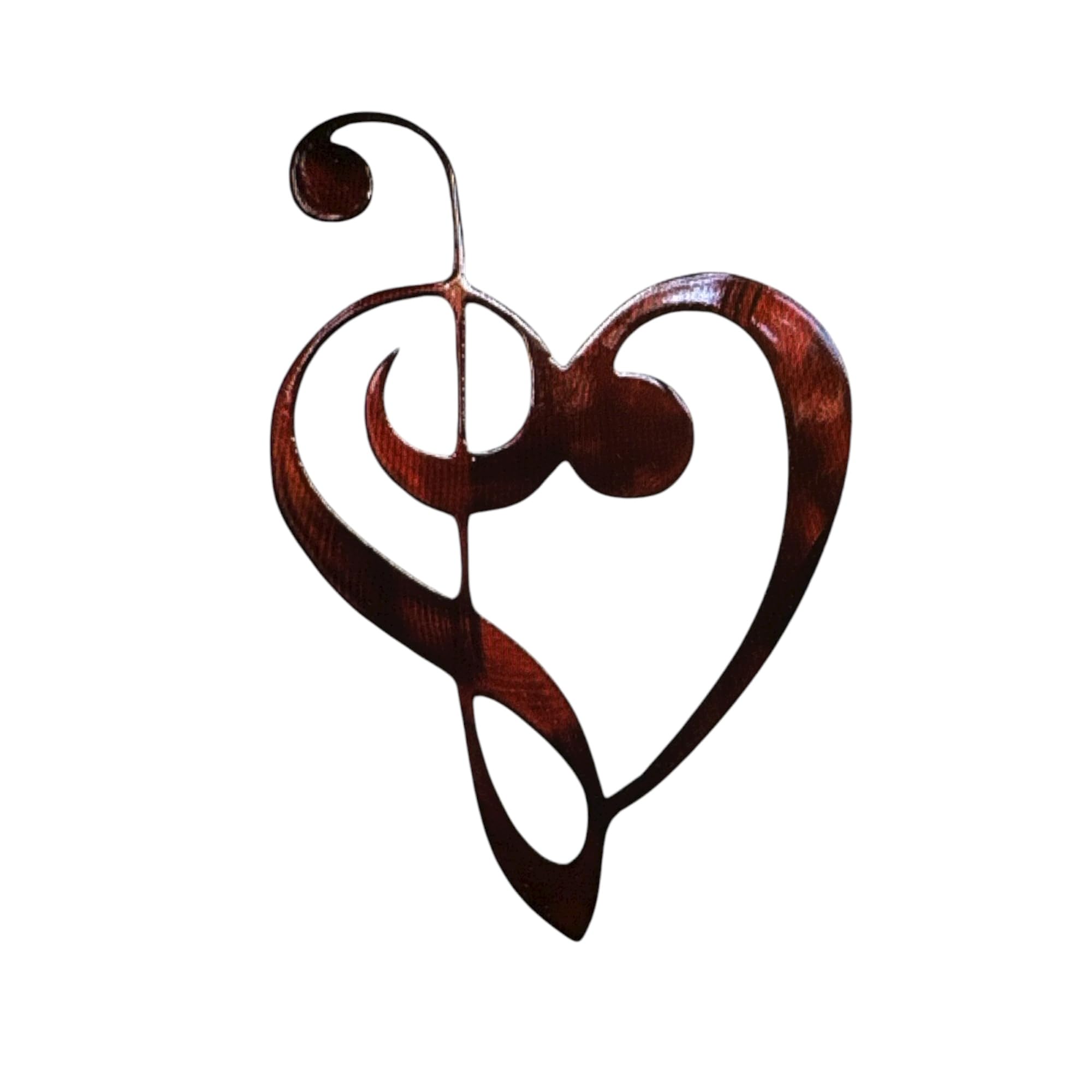 Musical Notes Cleff Heart Metal Wall Art 9 tall copper bronze finish