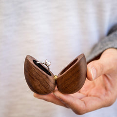 Pocket sized heart shaped ring box measures 2 x 2.25 inches