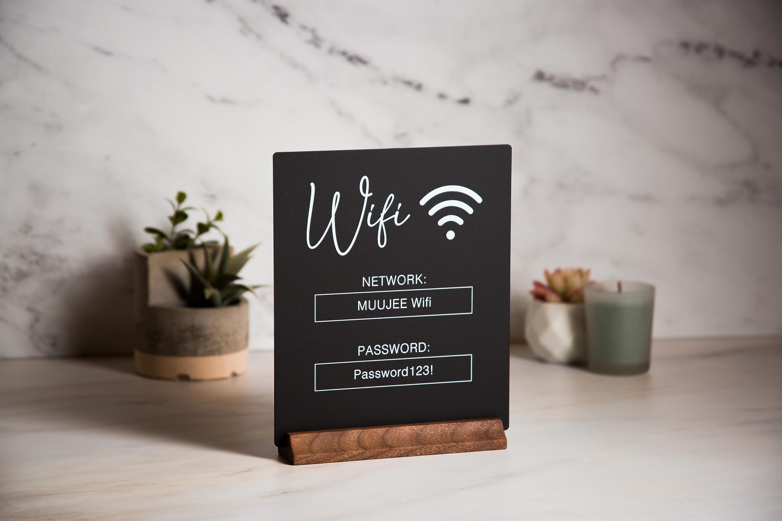 Desk countertop shelf display for WiFi password sign