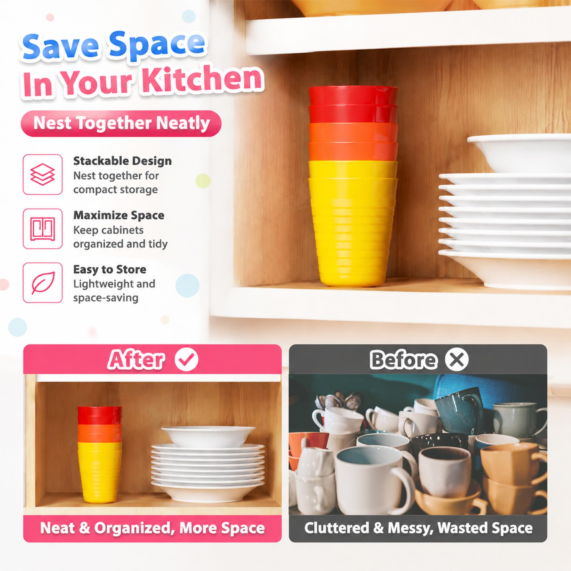 Compact stackable cups for travel and parties by Muulaii