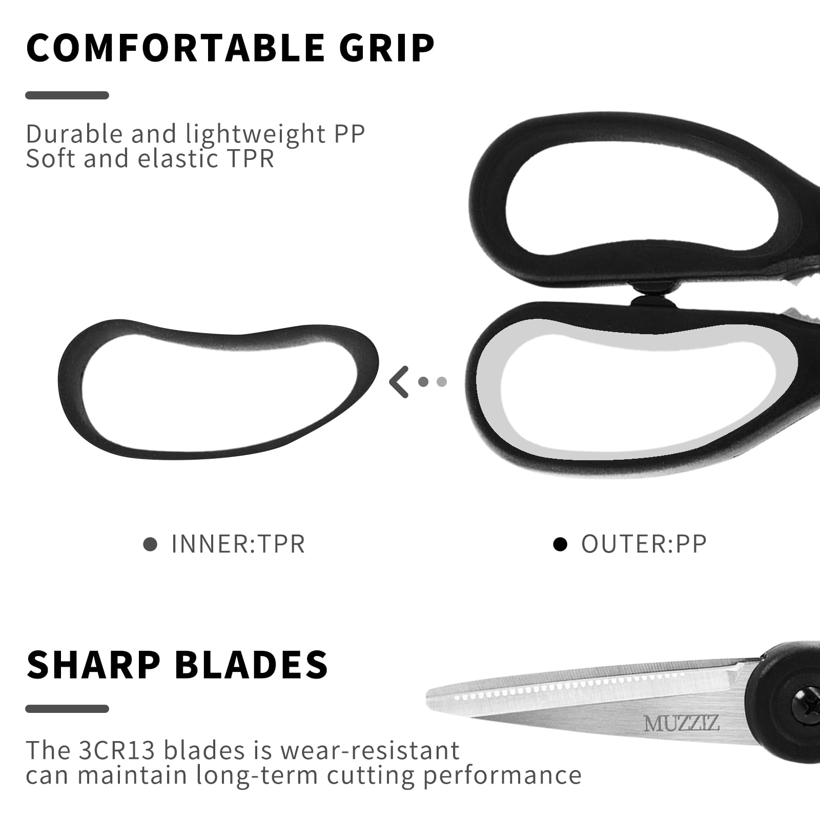 Muzziz heavy duty kitchen shears 8.7 x 3.5 inches