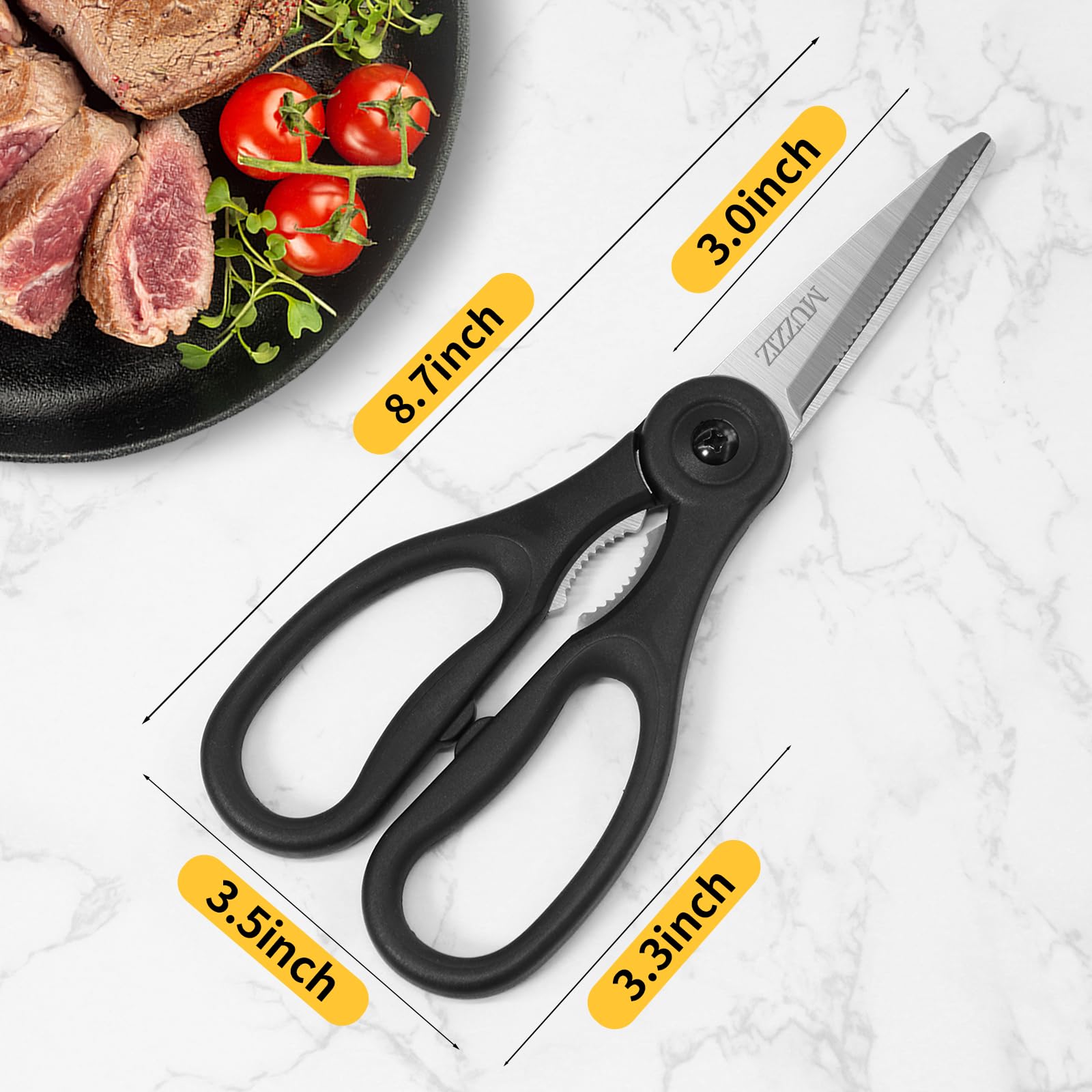 Muzziz Kitchen Scissors All Purpose 8.7 inch blade length 3.0 inch blade