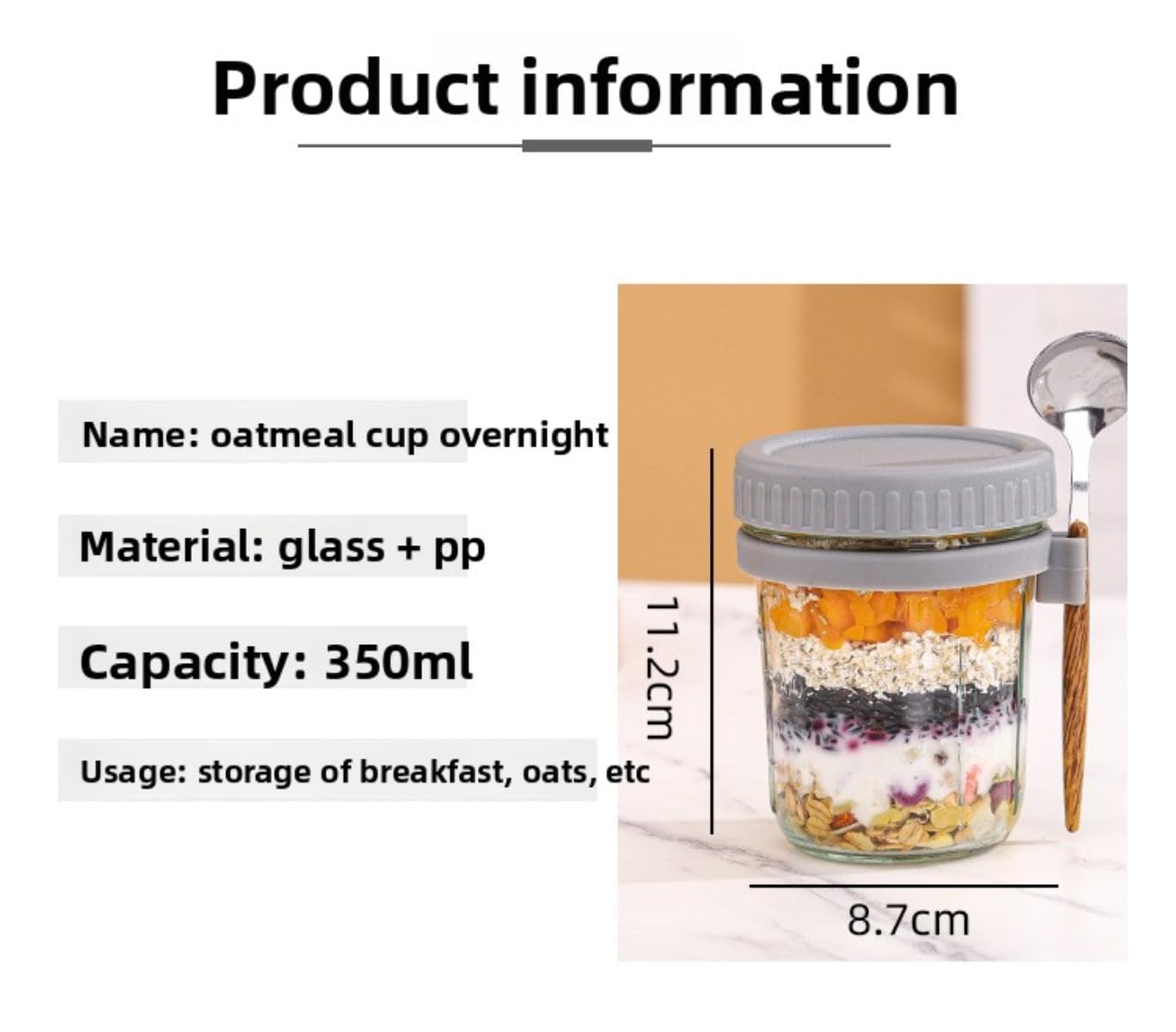 Portable breakfast containers 11.2 cm tall in kitchen
