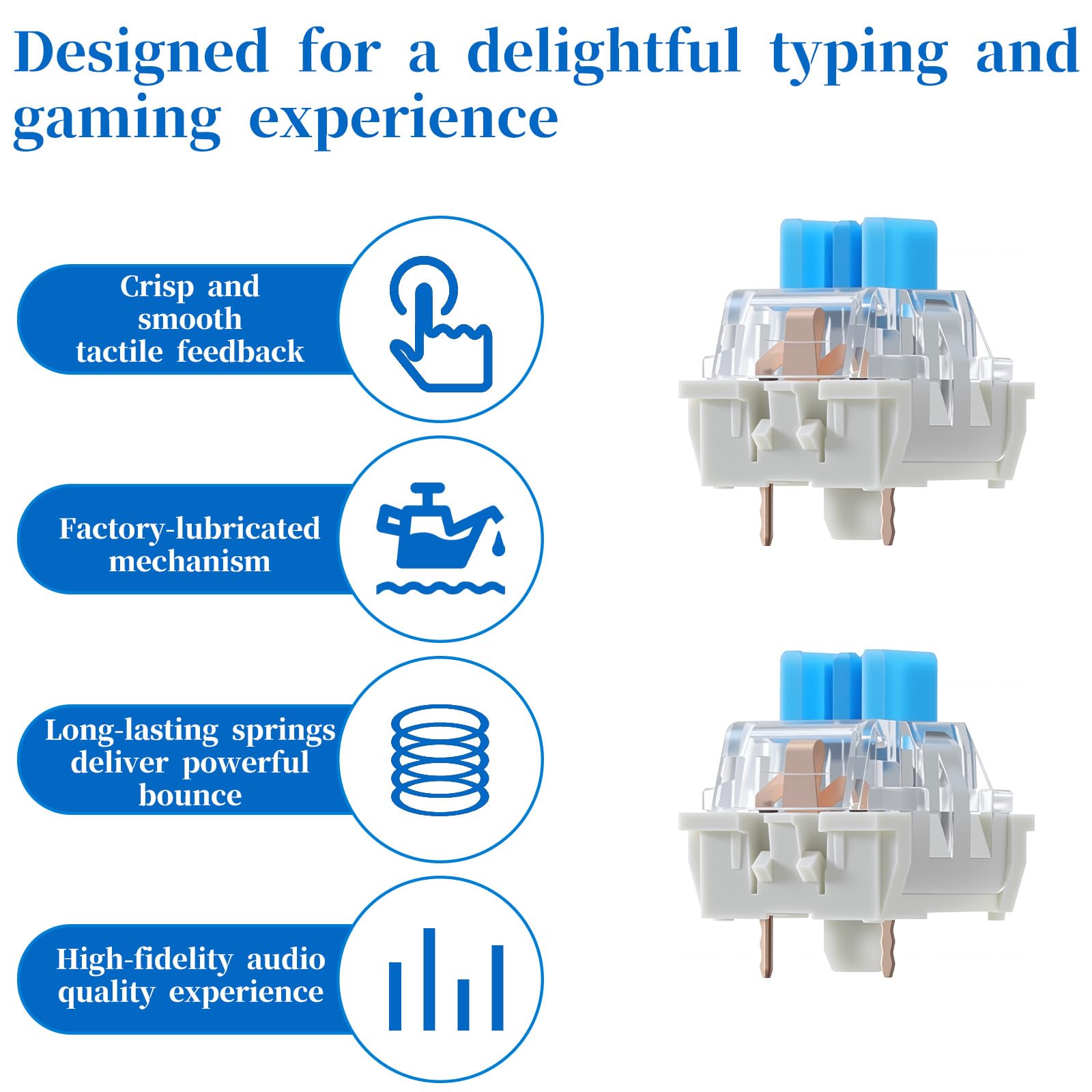 Mx-style 3-pin blue switches for keyboards