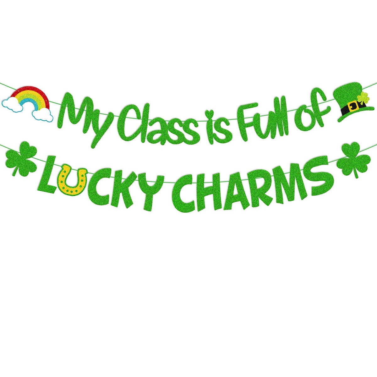 My Class is full of Luck Charm Banner pre-strung green shamrock banner for St Patrick's Day classroom