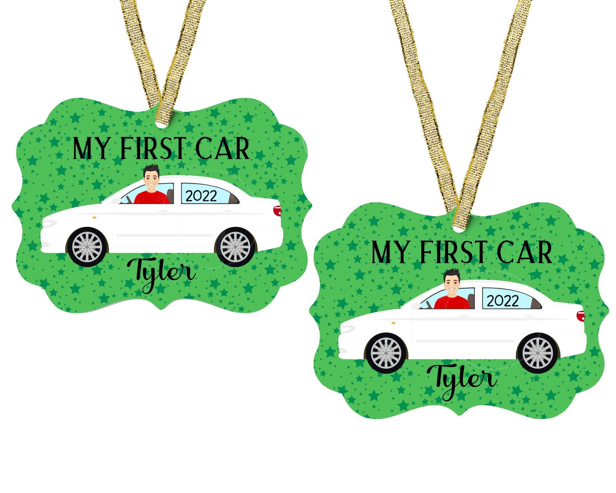My First Car Ornament front view size 3.94x2.75 inches