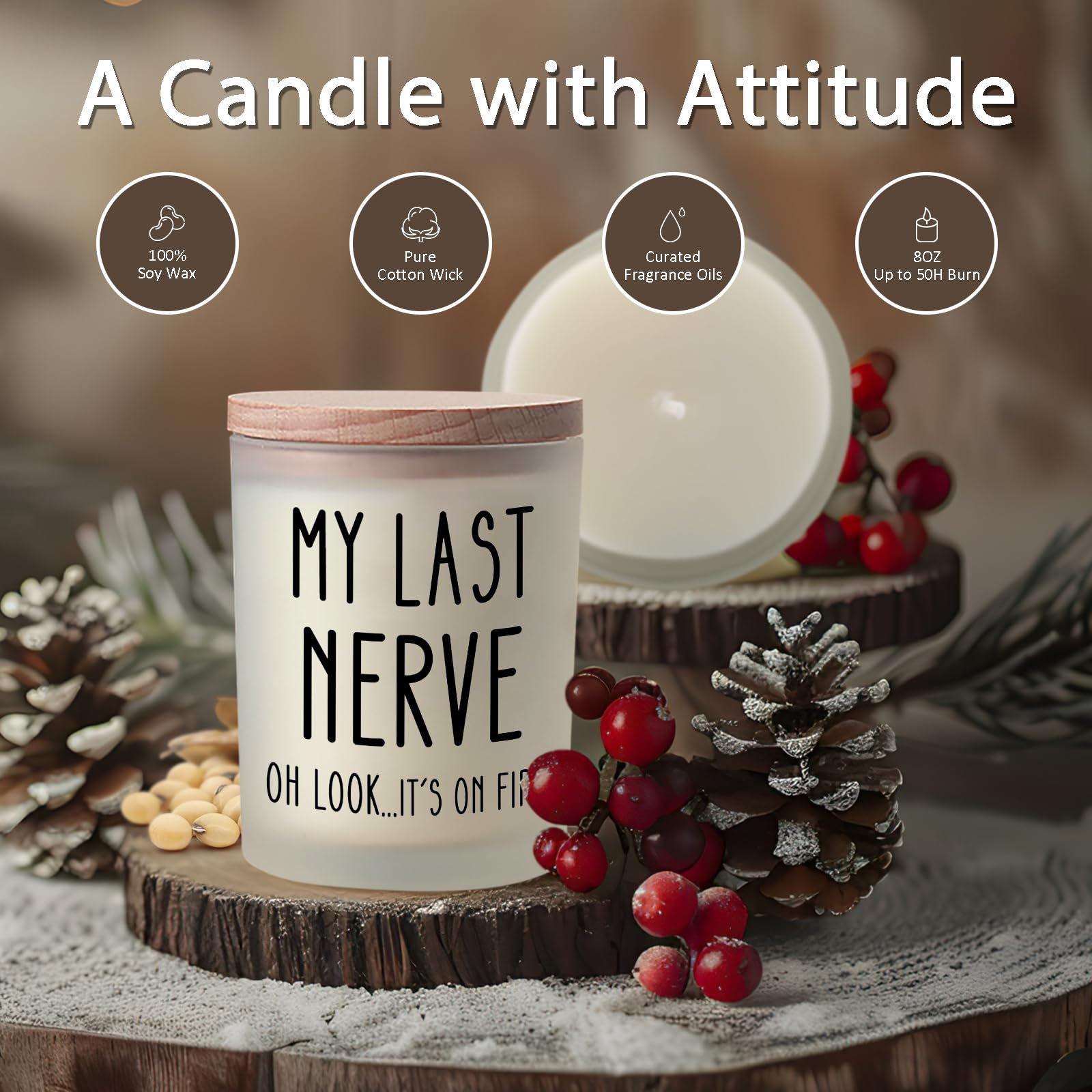 Printed design My Last Nerve Candle on glass
