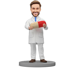 MYBOBBLE custom bobblehead doctor pharmacist holding pill image 1