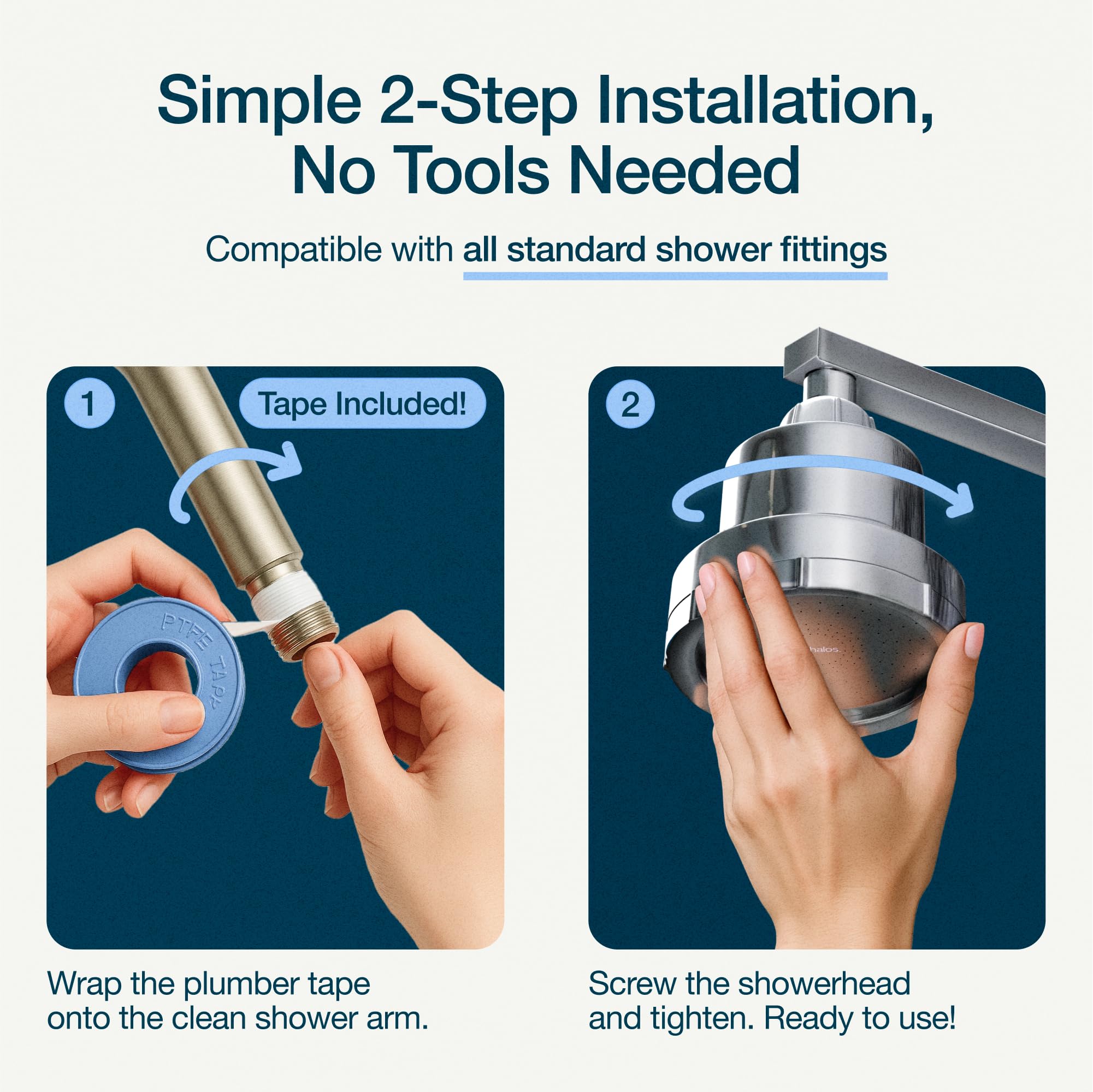 MyHalos easy install filtered shower head chrome