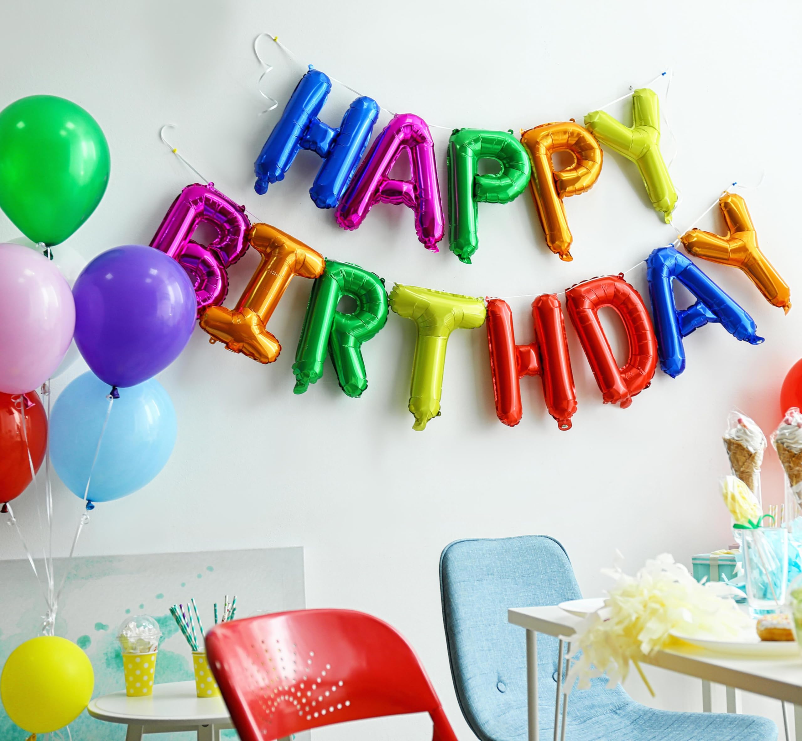 Independent letter balloons for customizable birthday banner