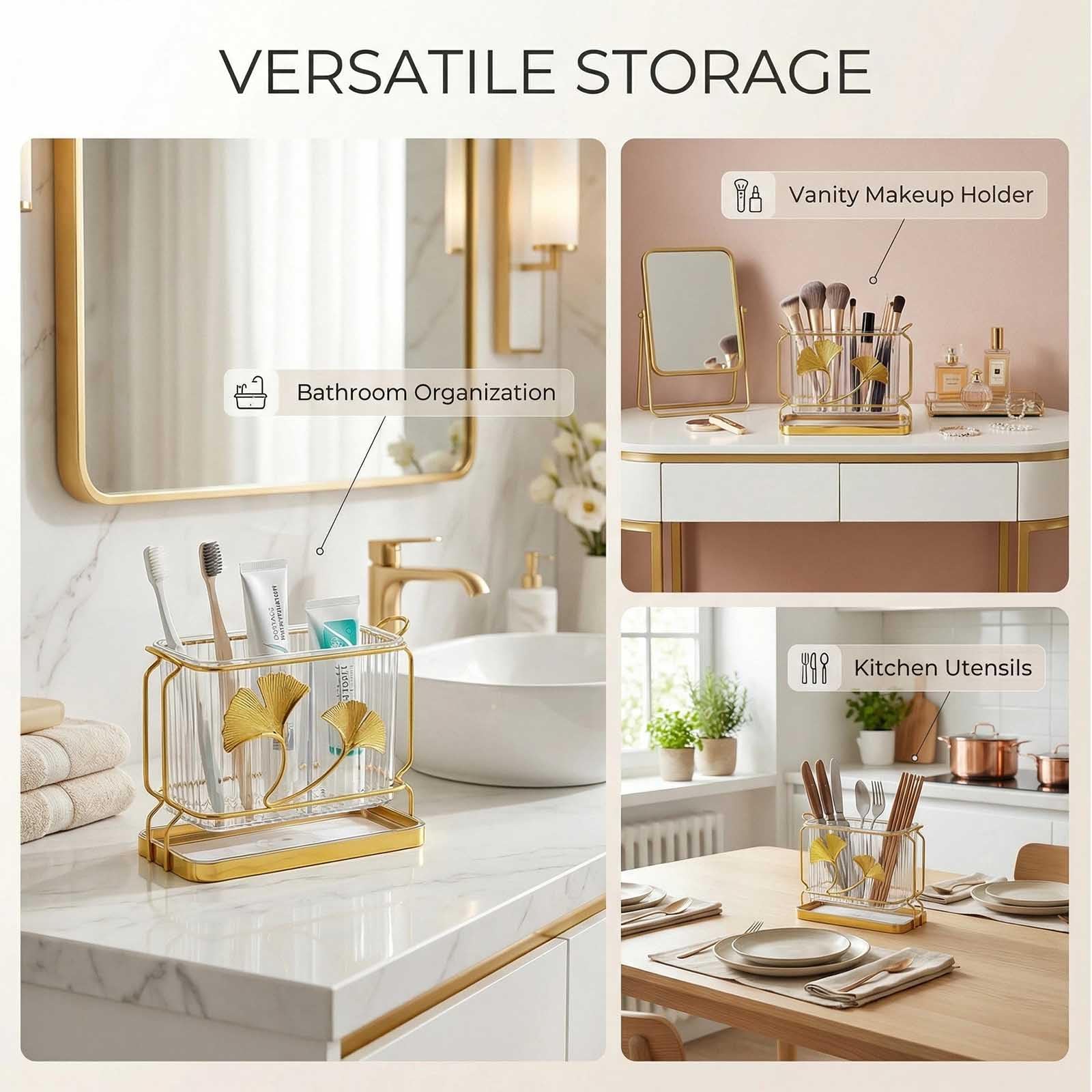 Utensil caddy suitable for bathroom vanity and kitchen