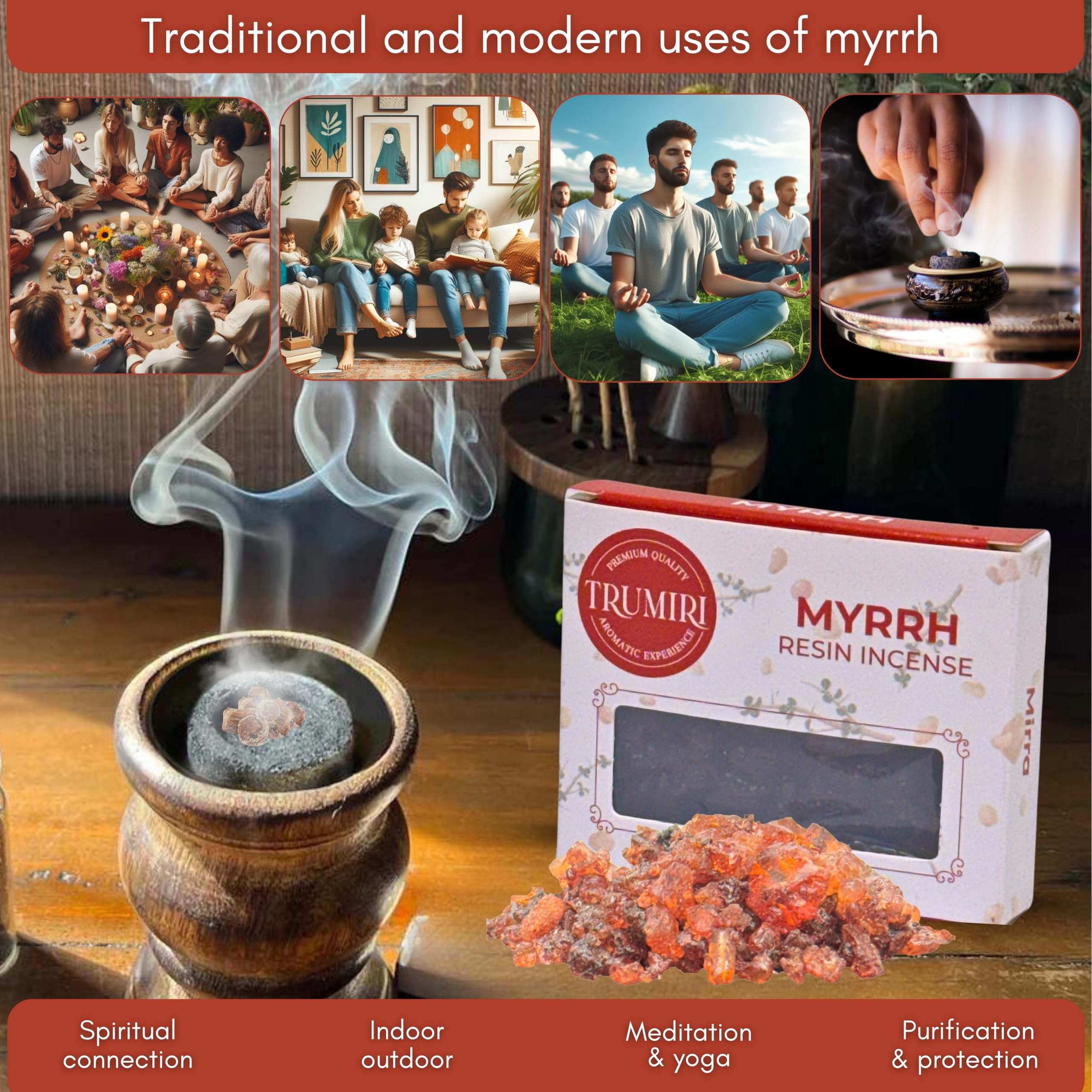 Myrrh resin incense packaging and label