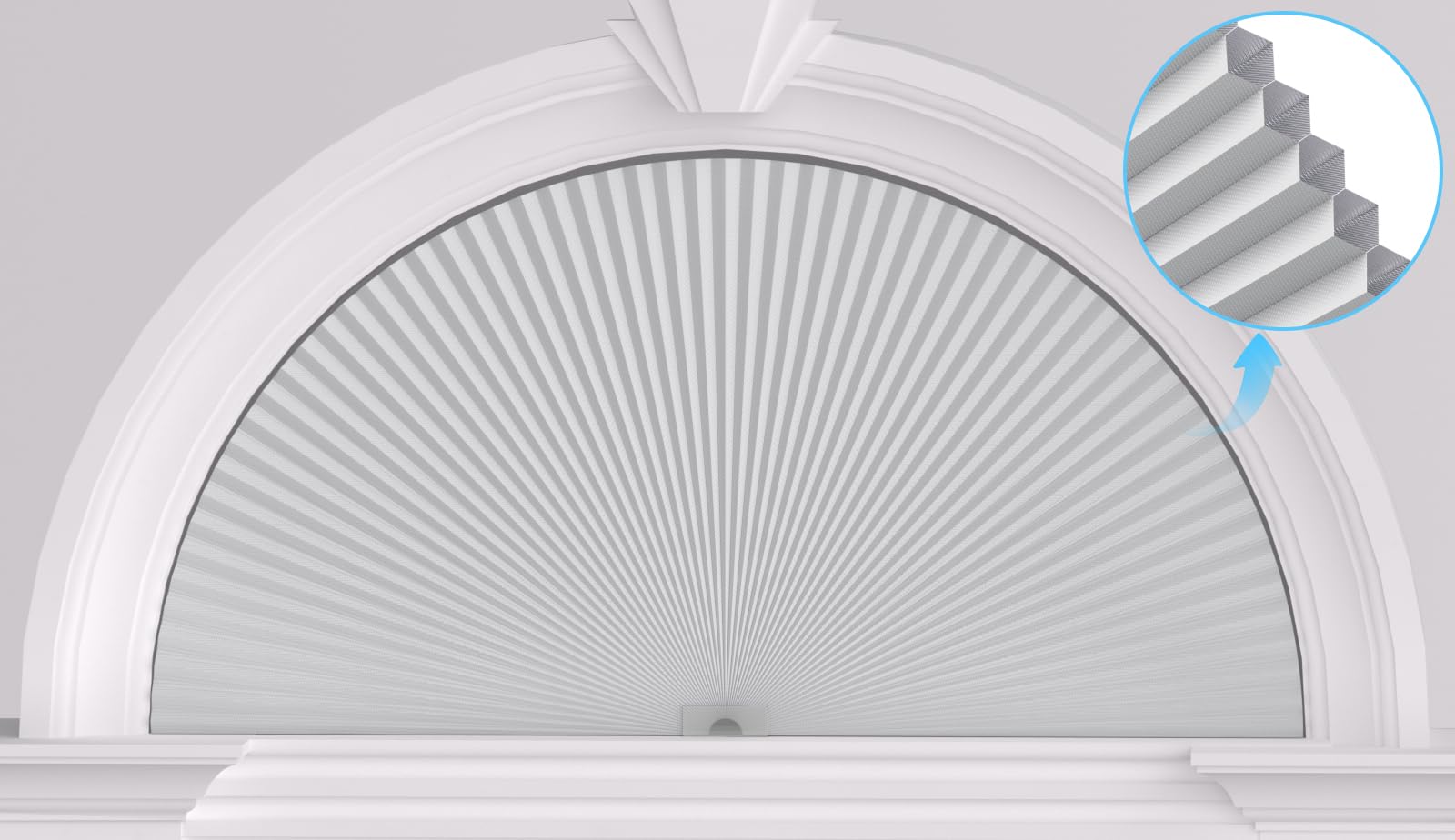 Myshade arch window shade white 72x36 for half circle window
