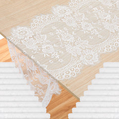 MySHUCE 20Pcs White Lace Table Runners on banquet table
