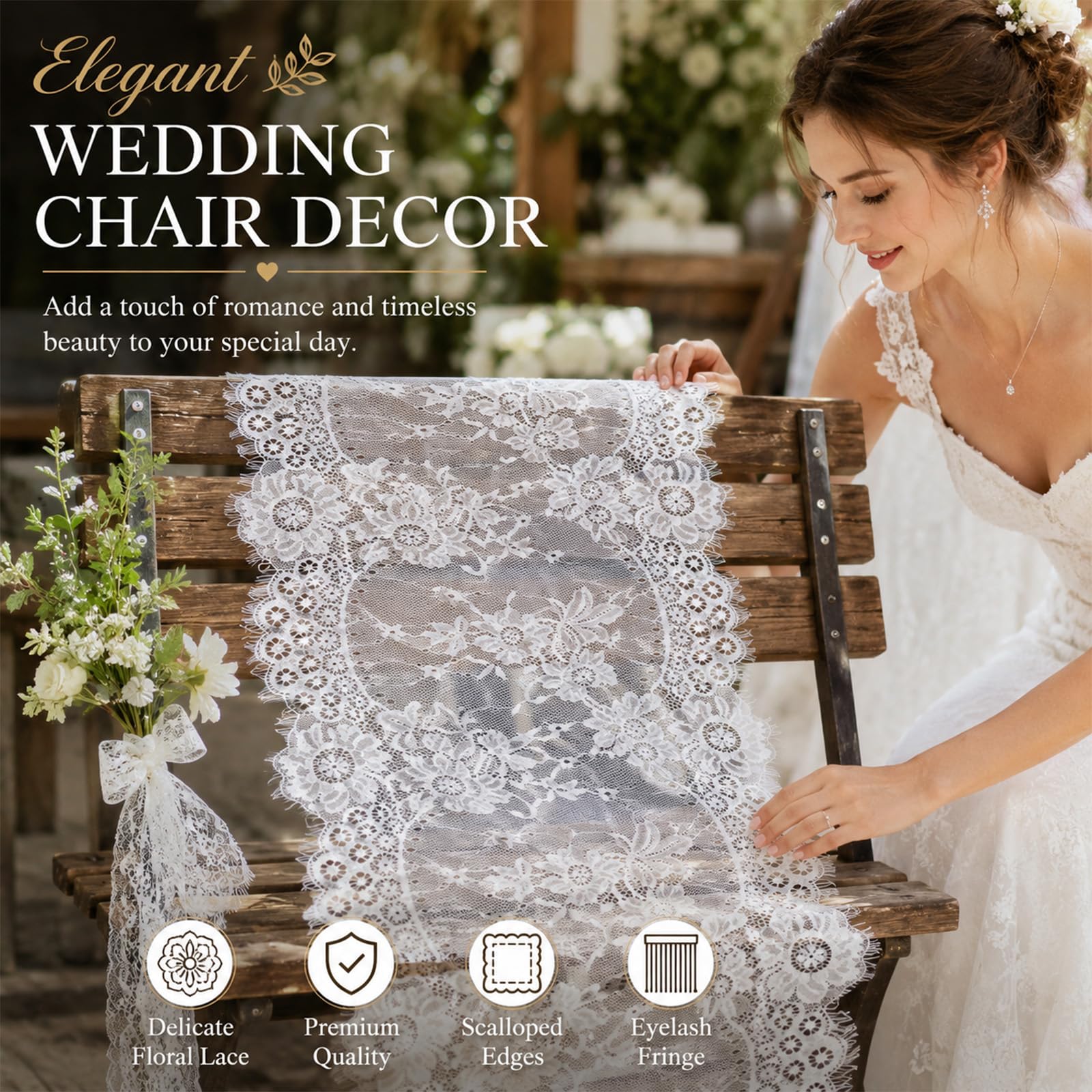 Vintage white lace table runners for wedding decor