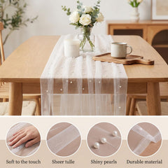 White pearl table runner polyester material