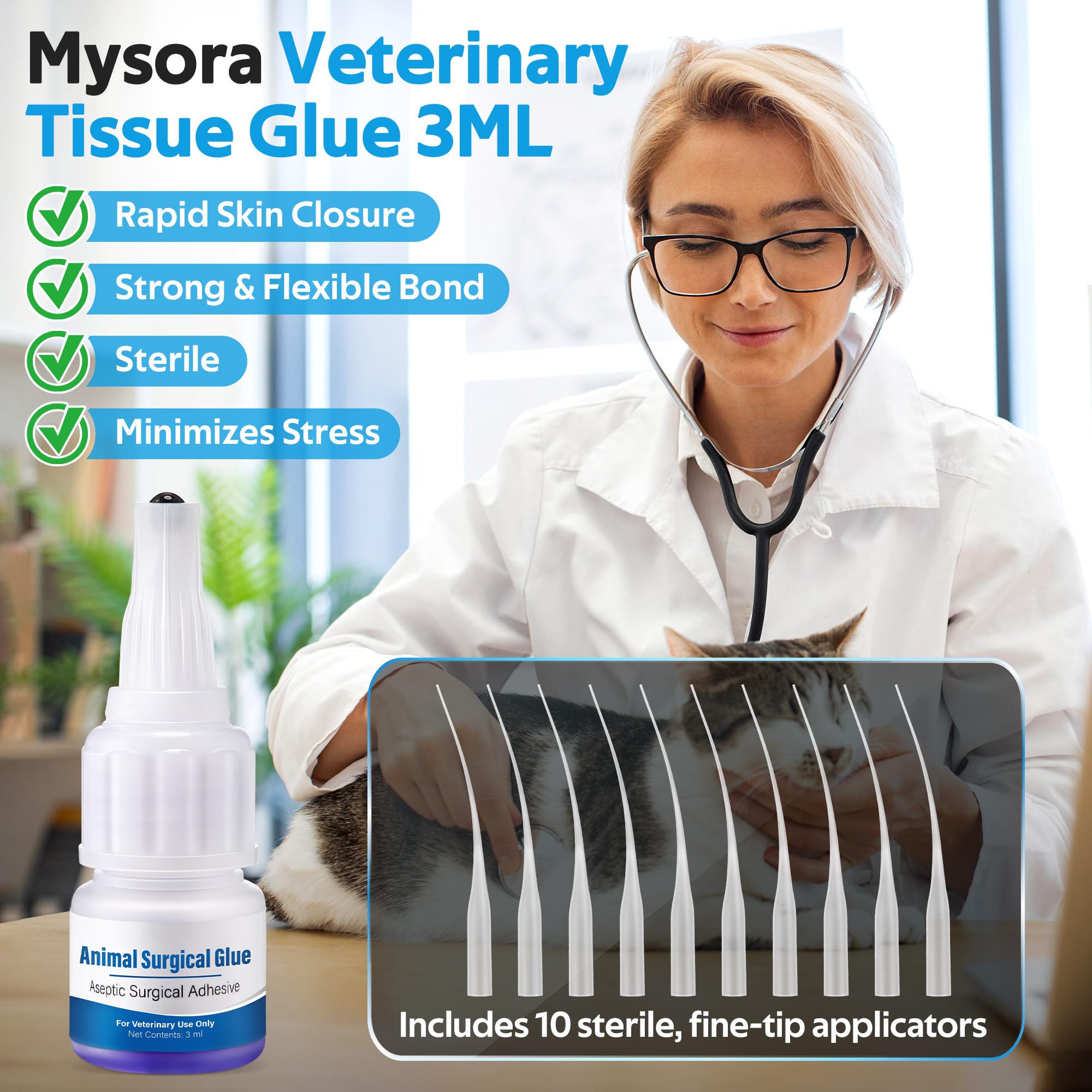 Surgical skin glue for pets 3ml two-pack set