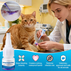 Blue tinted tissue adhesive for pets wound closure