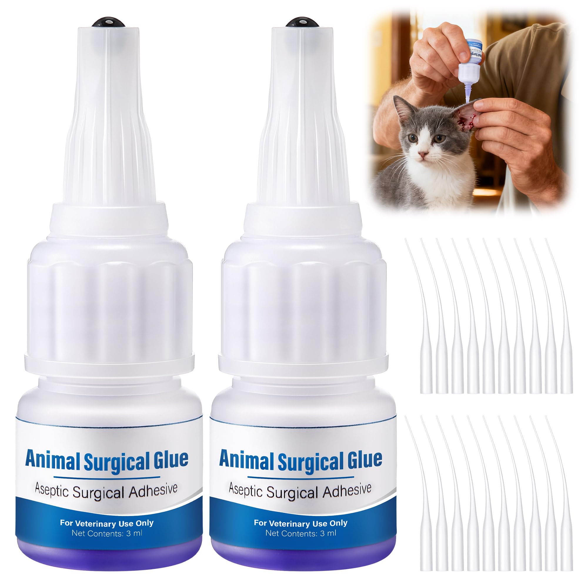 Mysora veterinary tissue glue bottle with blue tint