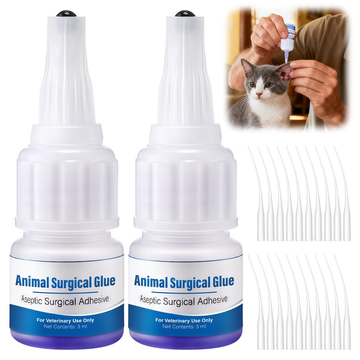 Mysora veterinary tissue glue bottle with blue tint