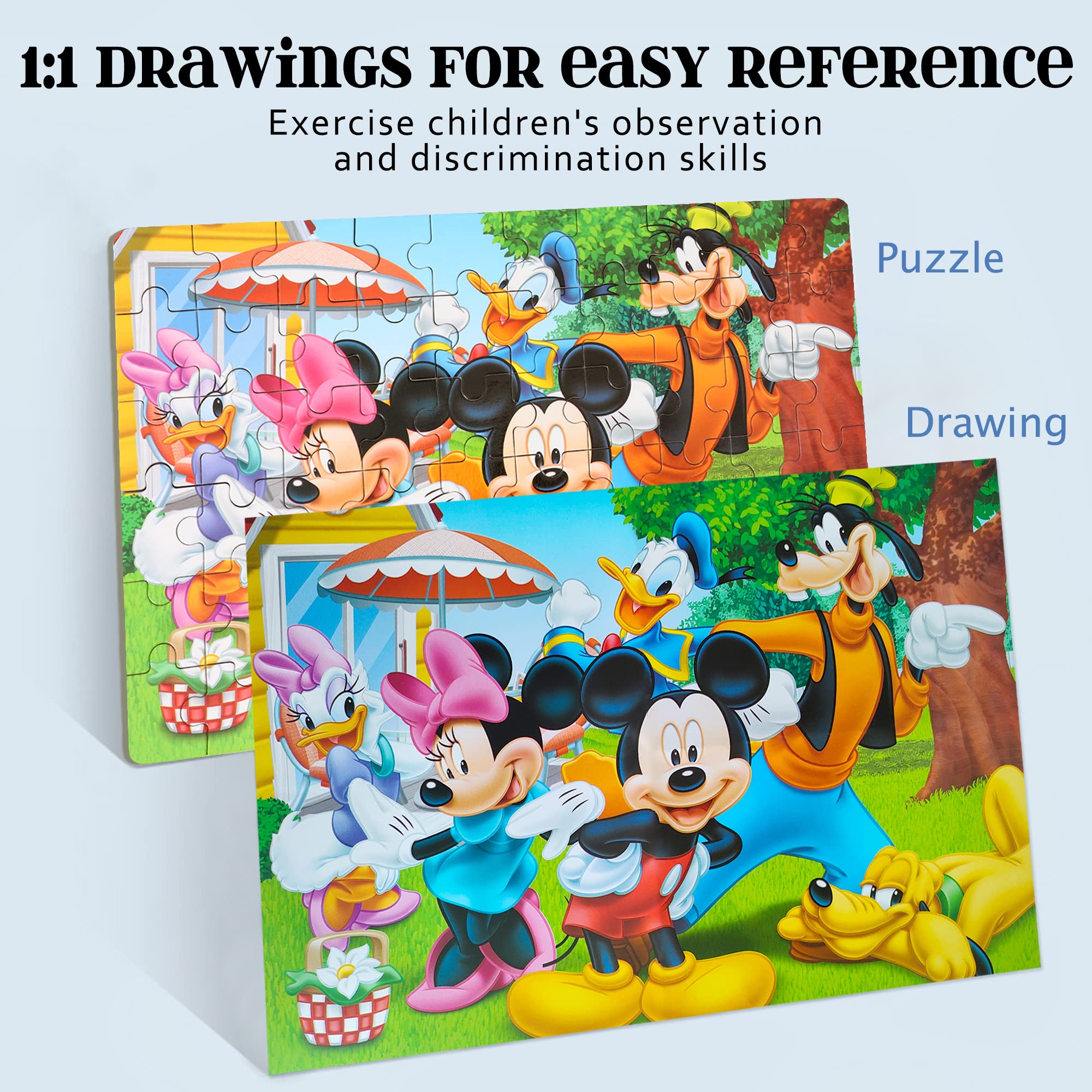 Brightly colored puzzles clearly printed for kids