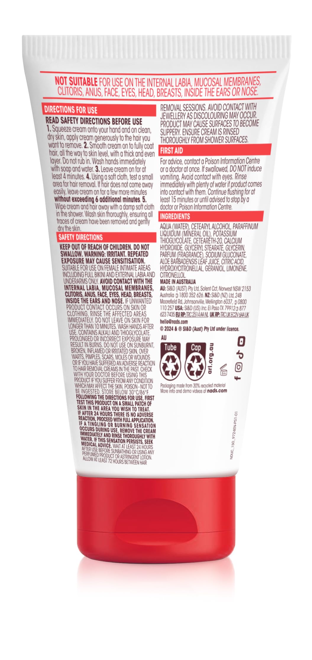 Nad's Down Under 150ml tube showing product packaging