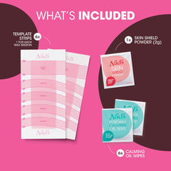 Packaging showing Nad's Eyebrow Wax Strips 6 Ct at-home kit