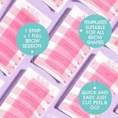 Nad's eyebrow wax strips kit contents with templates