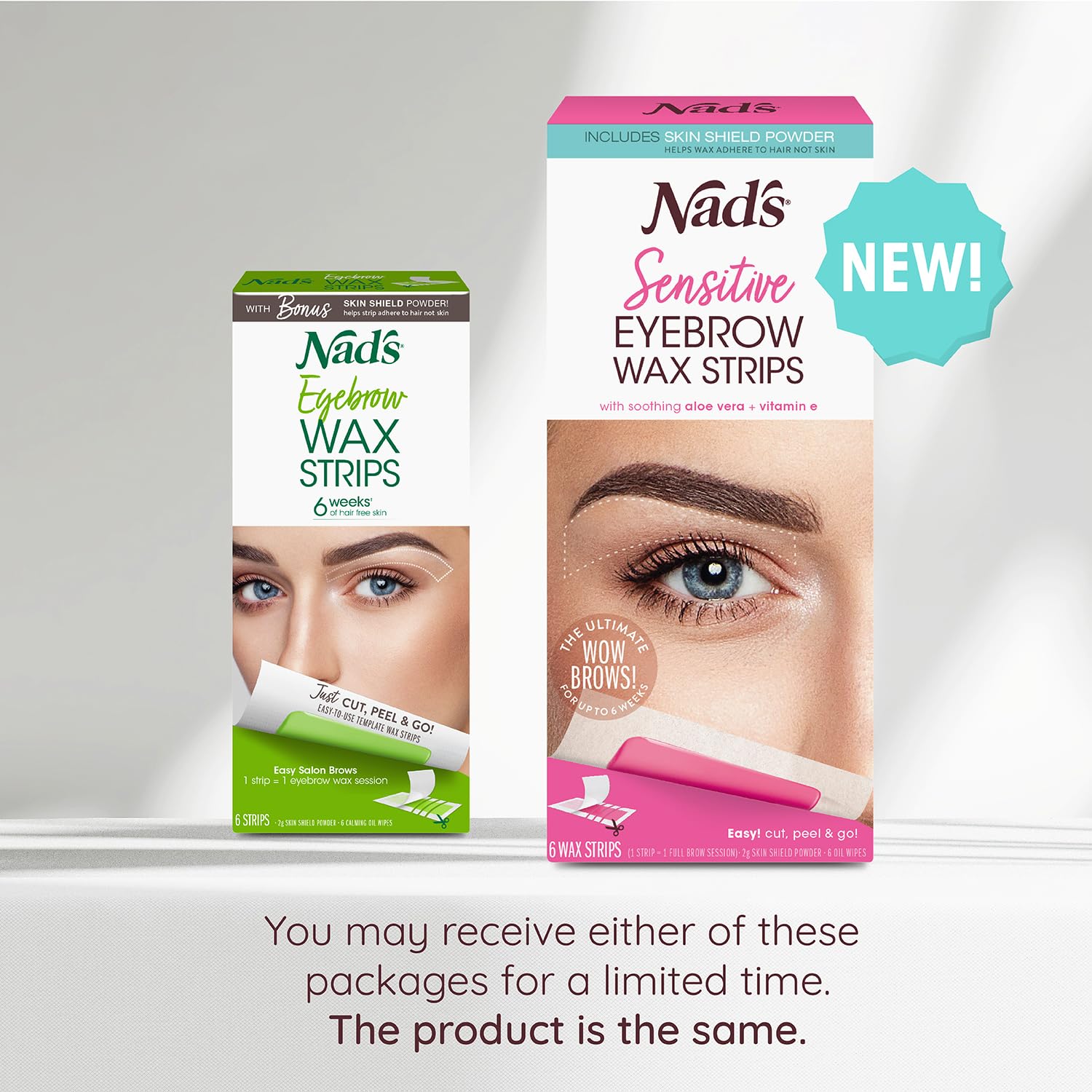 Nad's eyebrow wax strips calming oil wipes included