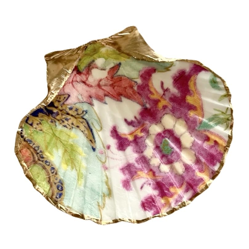 Nafiart Studio handcrafted shell trinket dish with gold-leaf edge