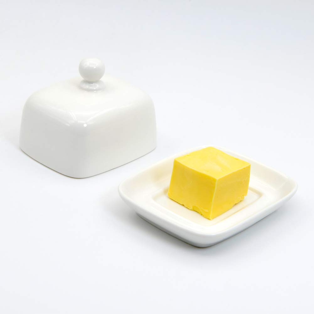 Porcelain lead-free butter keeper for fridge and countertop