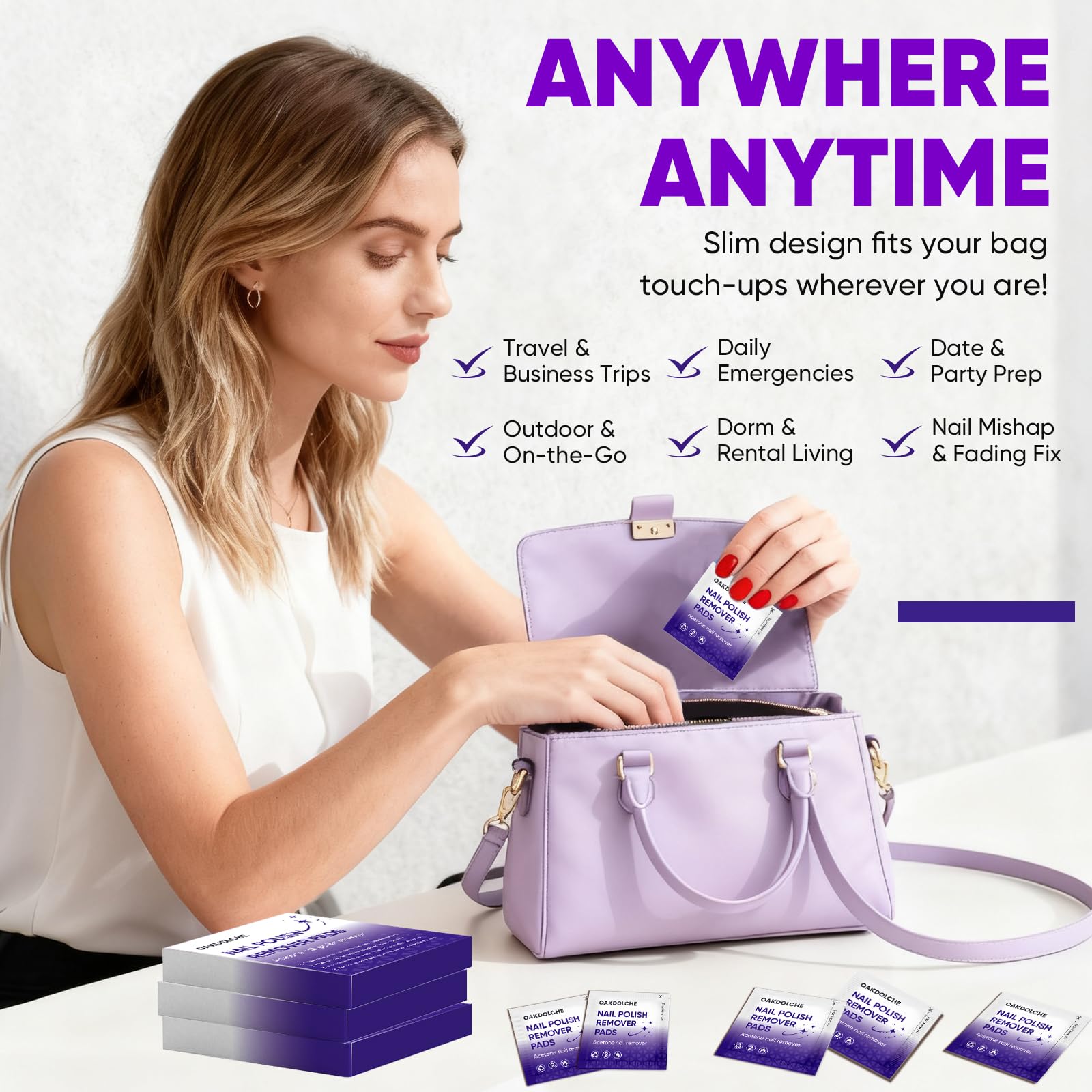 Three-box set of OAKDOLCHE 120P acetone remover pads