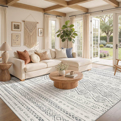 Boho Moroccan style 5x7 rug for living room grey