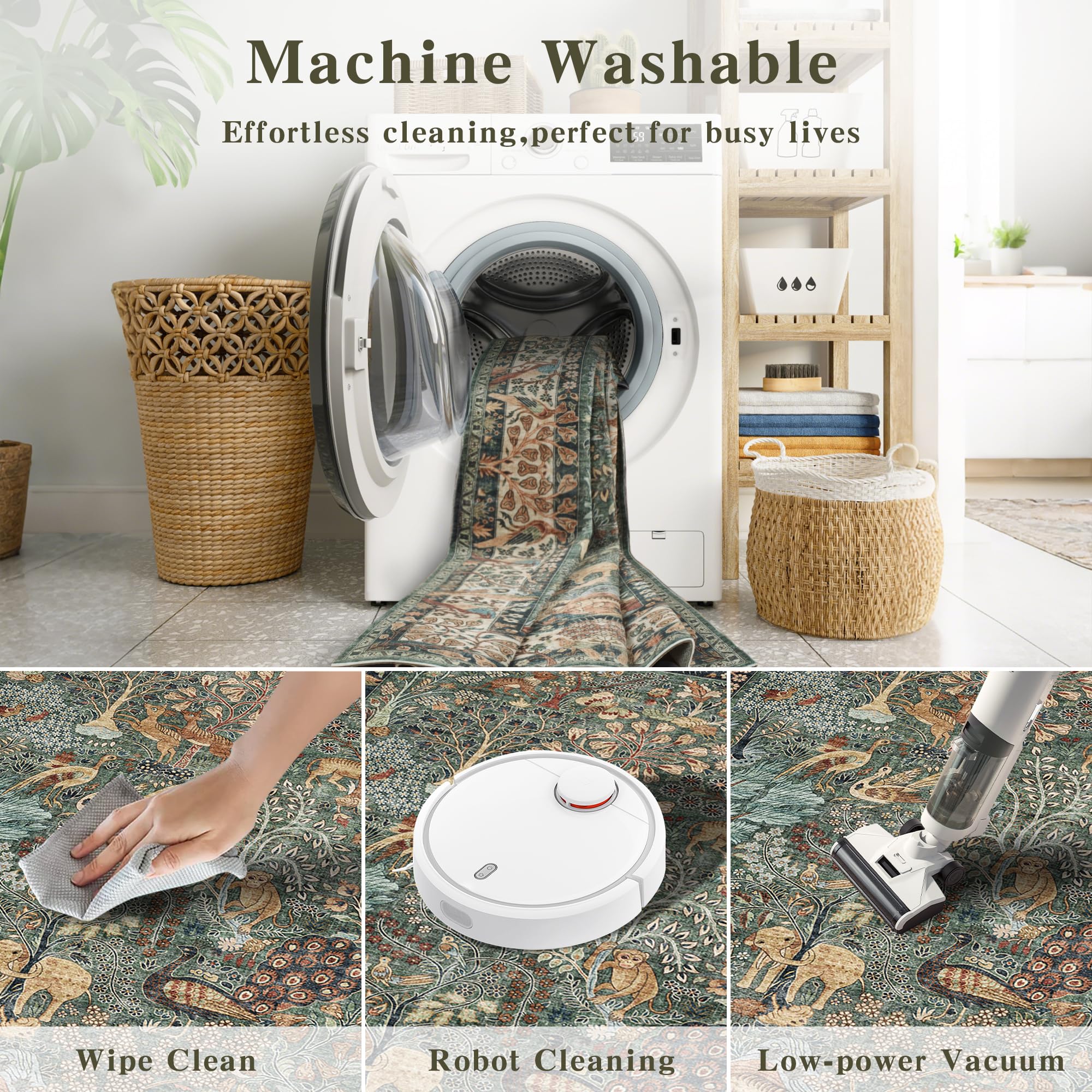 Machine washable NakedCloud rug care instructions