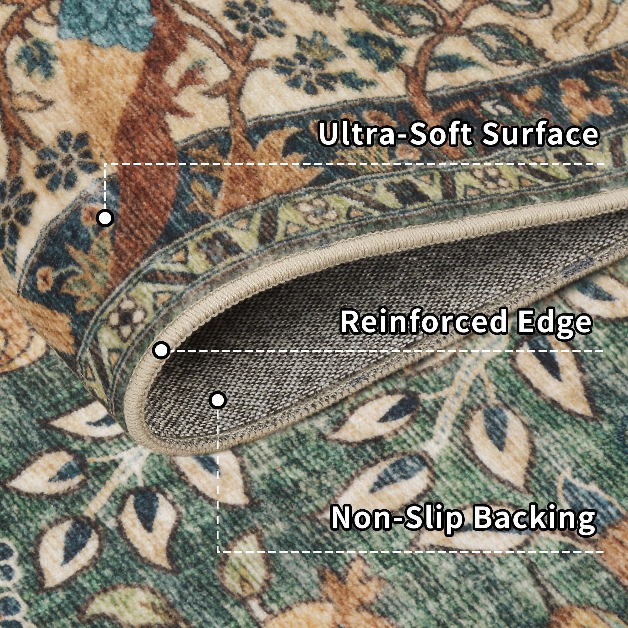 Rug shipped folded showing possible creases and care guidance