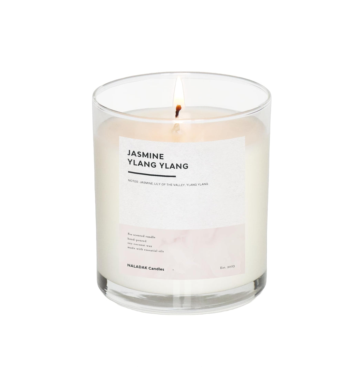 Jasmine Ylang Ylang Candle 8oz single wick by NALADAK Candles