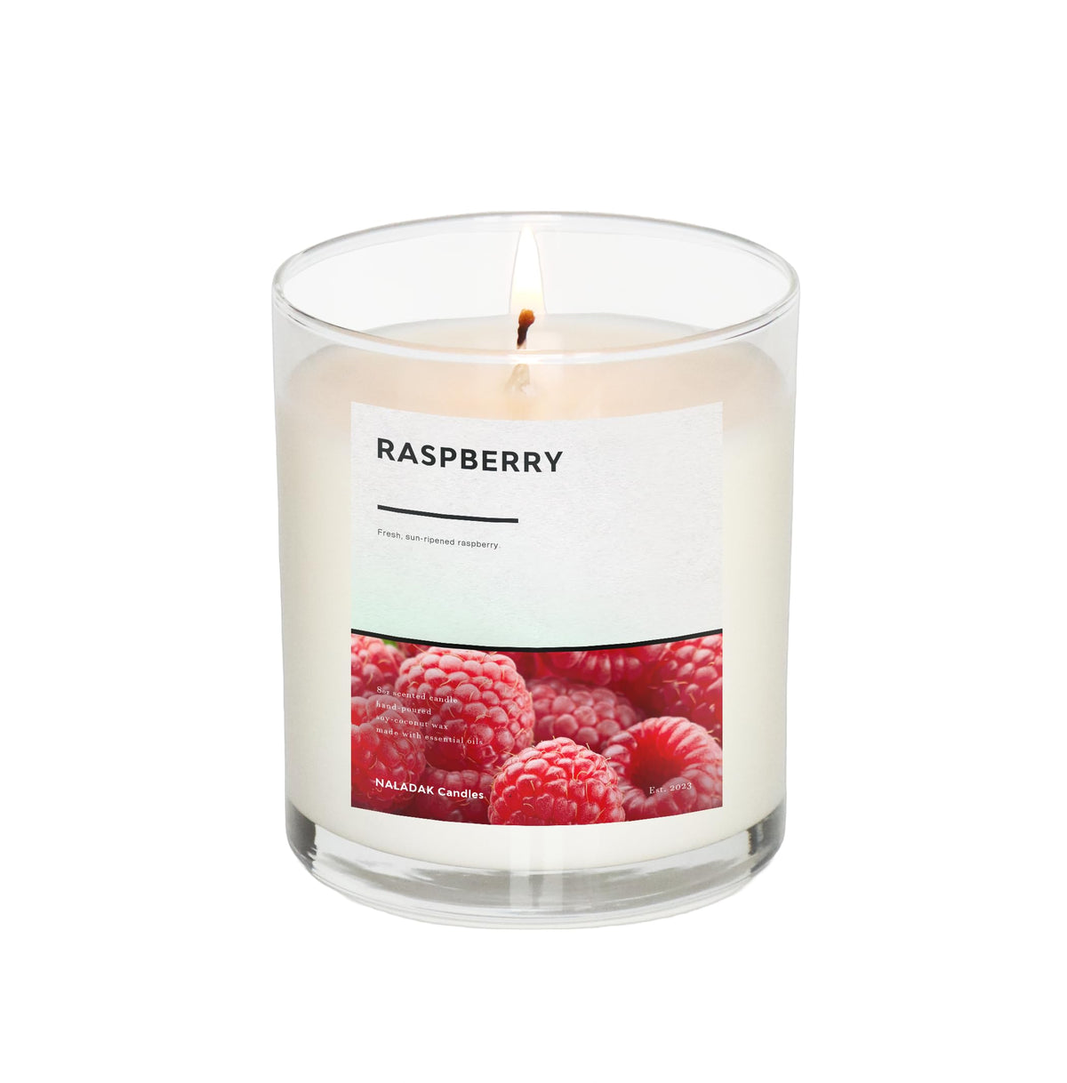 NALADAK Raspberry Candle 8oz single wick in glass jar