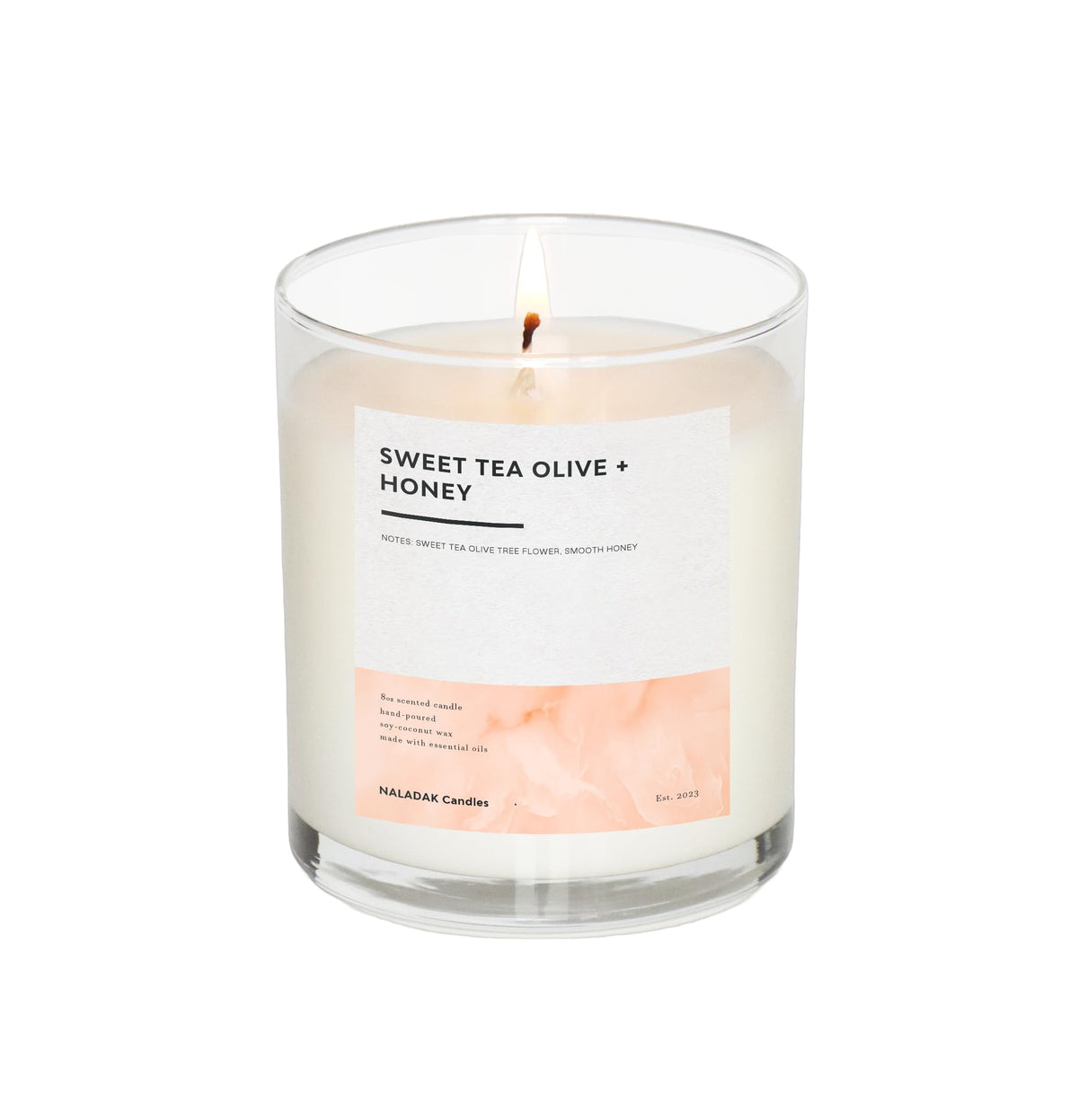 NALADAK Candles Sweet Tea Olive & Honey Candle 8oz single wick in glass jar