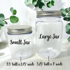 Custom name tag on keepsake jar close up