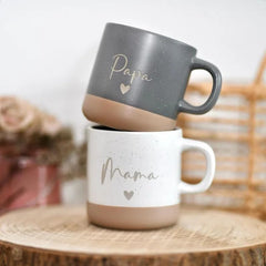 Name and logo engraving on 12 oz ceramic mug