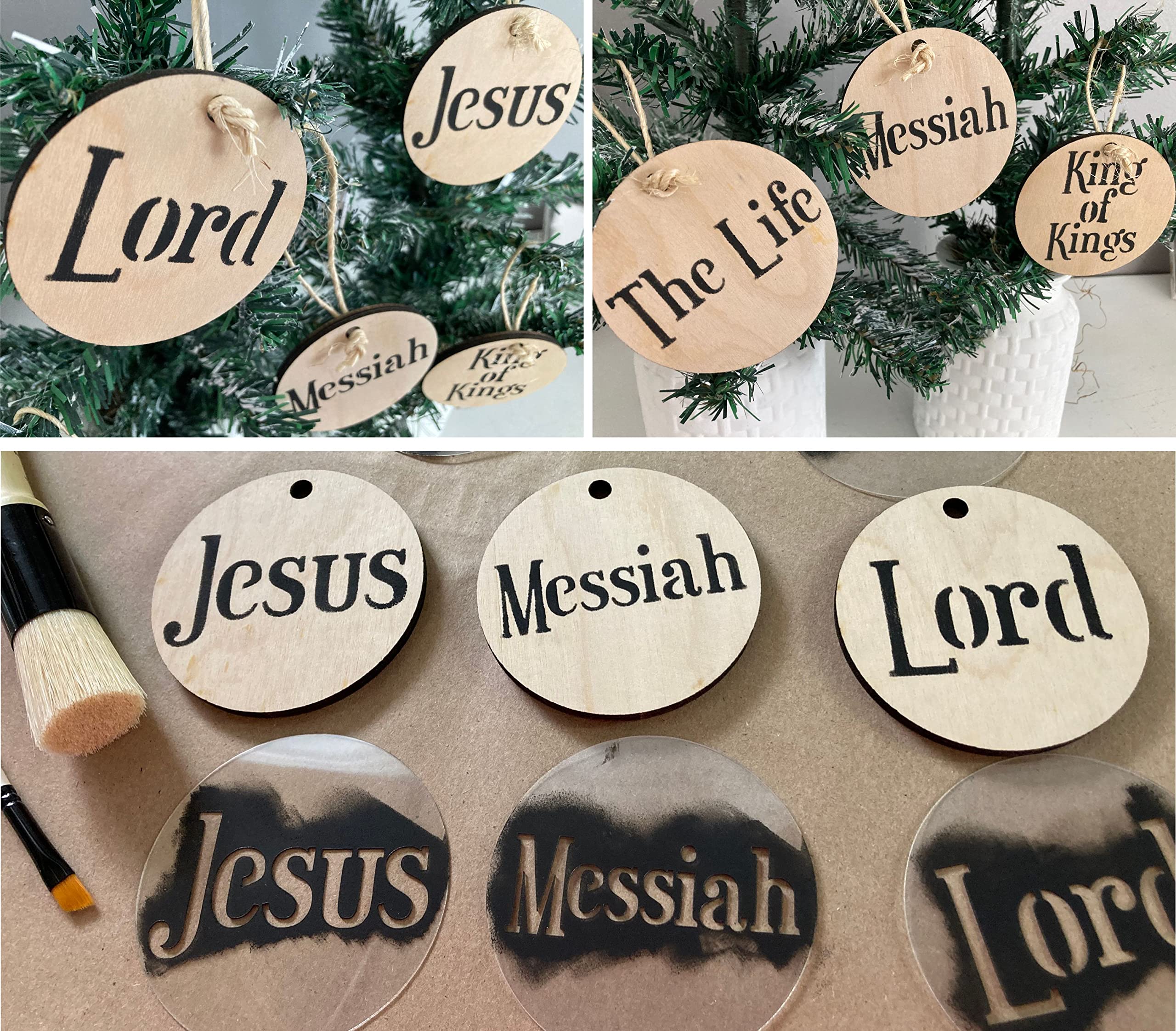 Names of Jesus Christ Ornament Stencils by Barn Star Stencils 3 inch round template