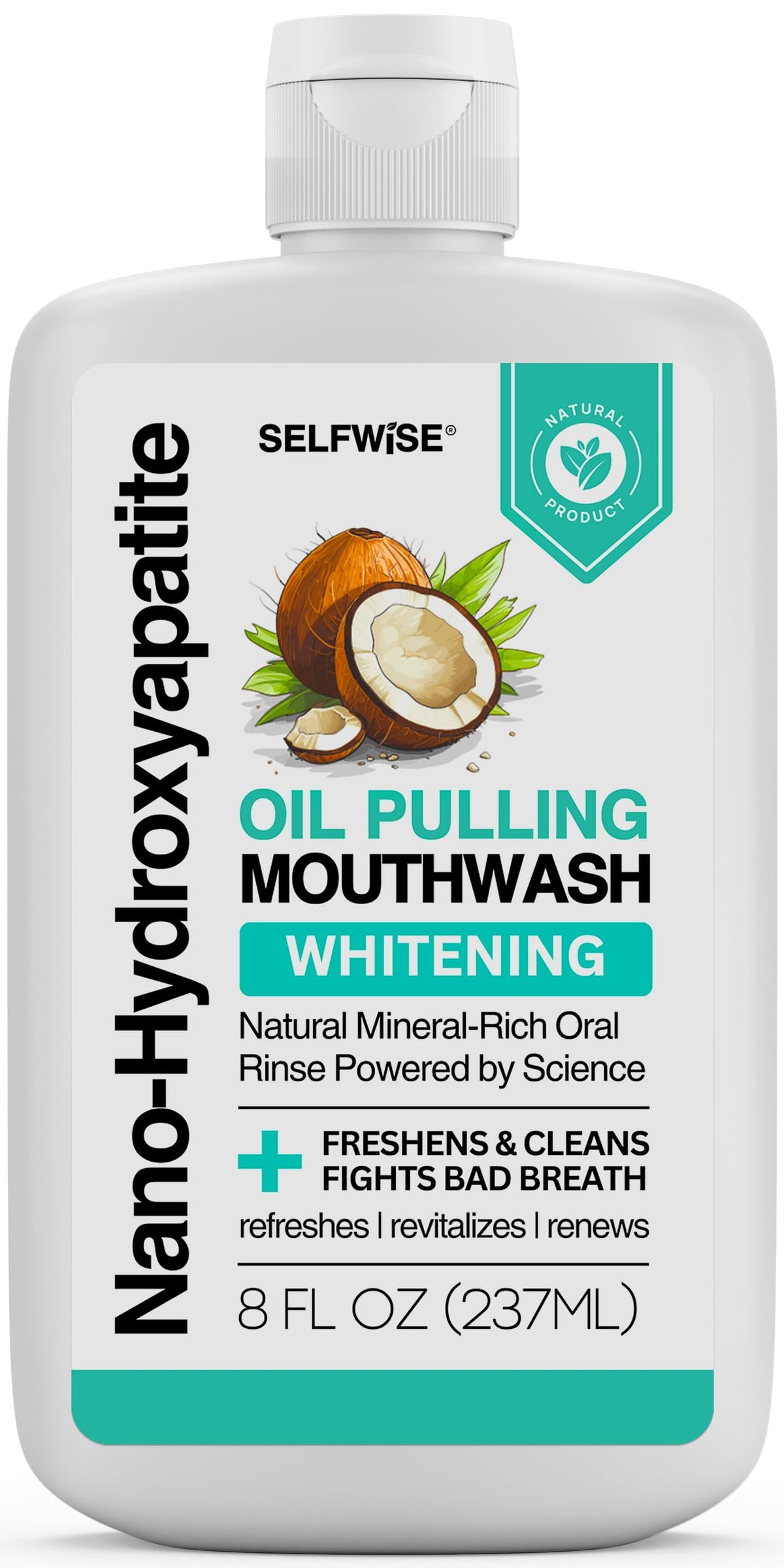 Nano-Hydroxyapatite oil pulling mouthwash bottle 8oz