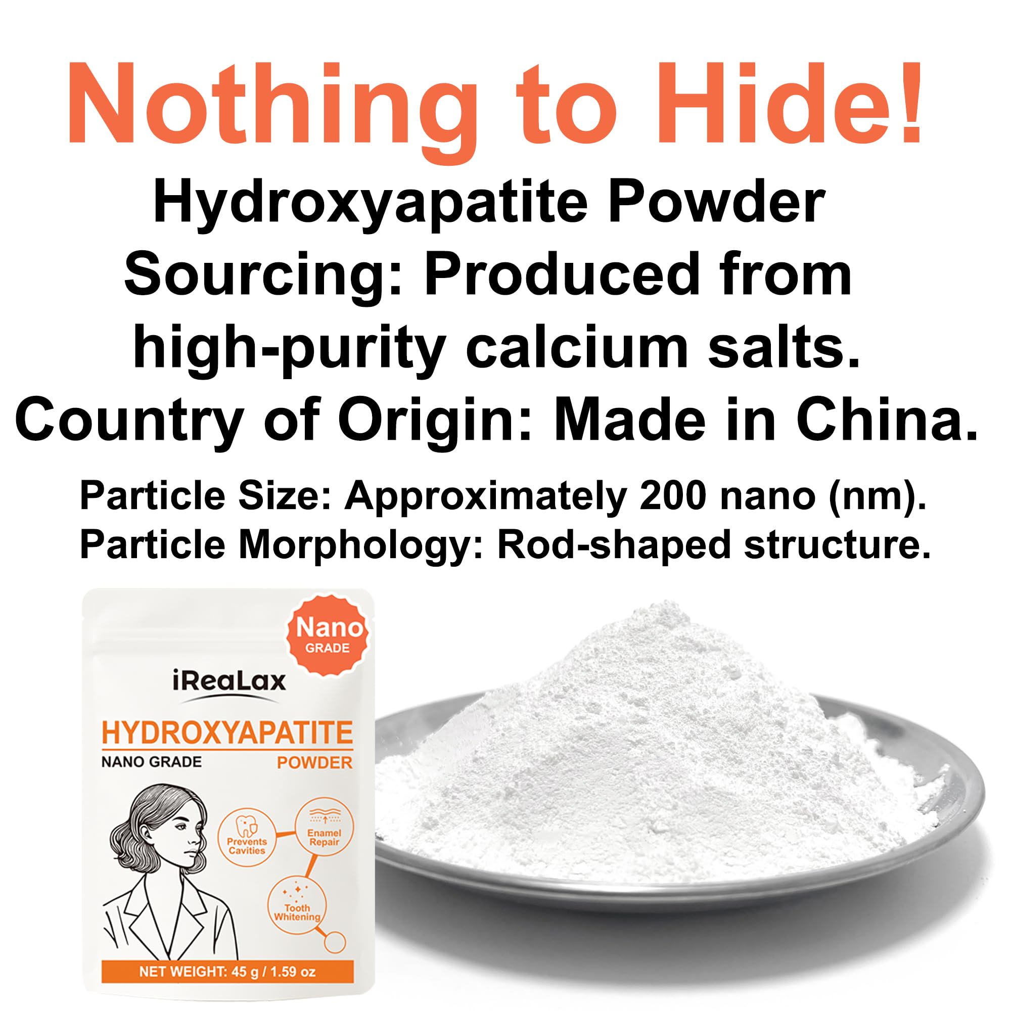 Nano hydroxyapatite powder particle size about 200 nm