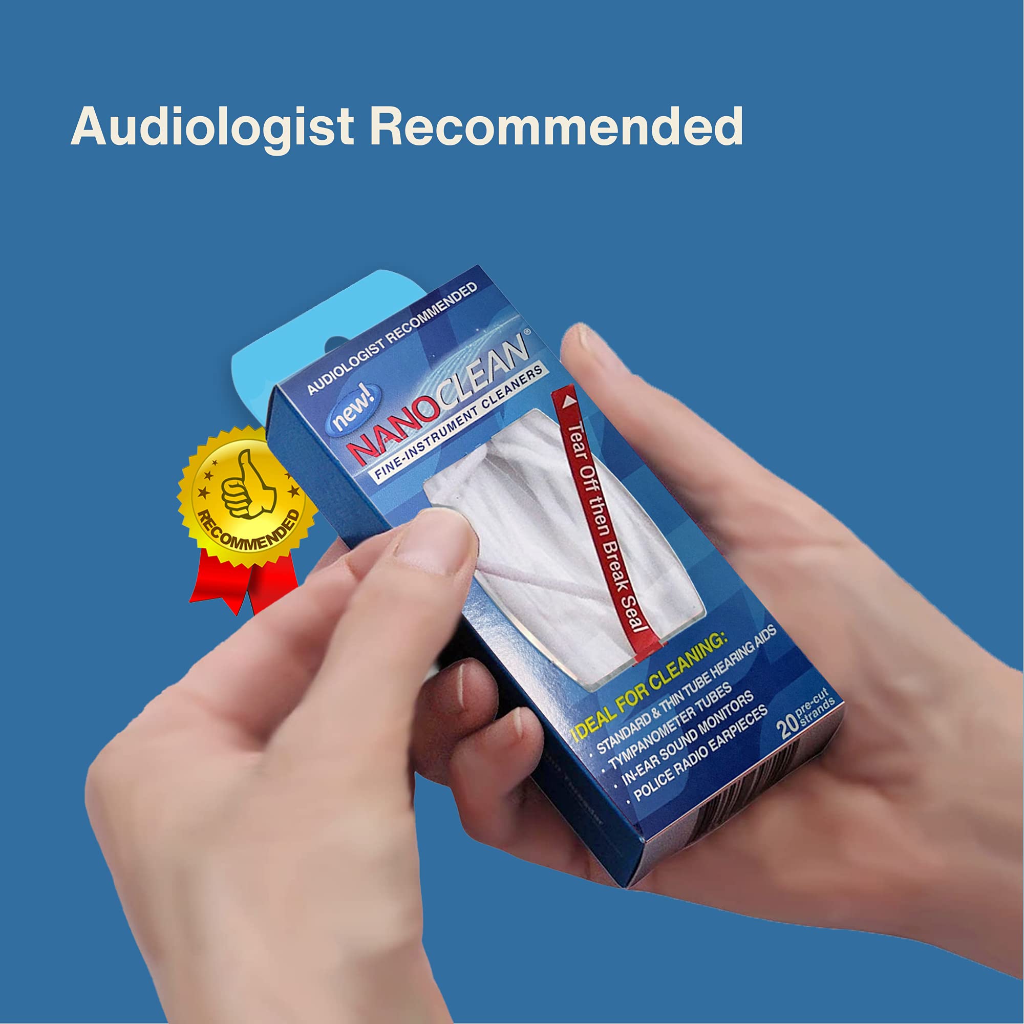 20 ready-to-use strands in a pull-out box for hearing aids