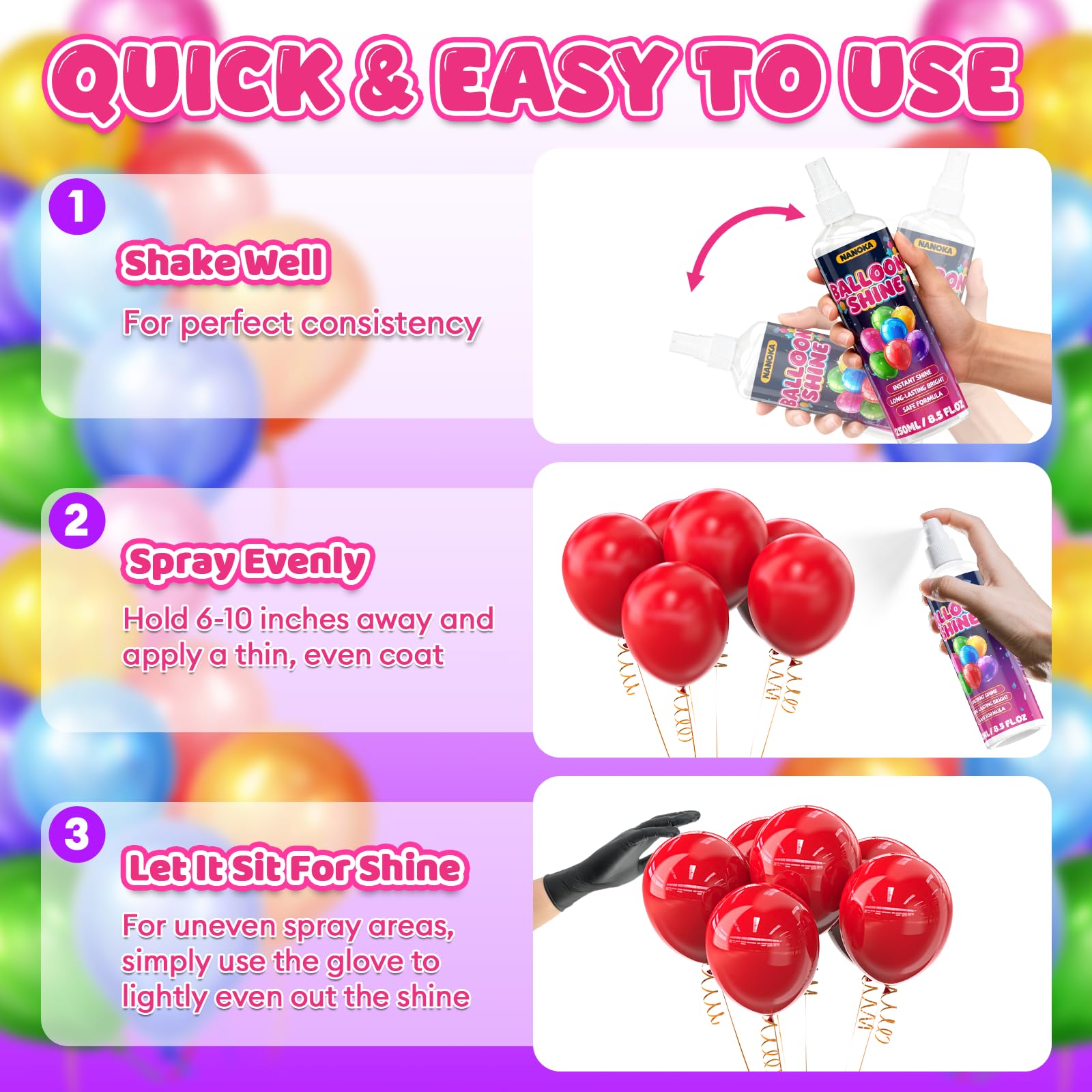 Easy-use kit components including gloves and spray bottle