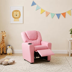 Front view of Naomi Home Suri Kids Recliner Chair pink PVC