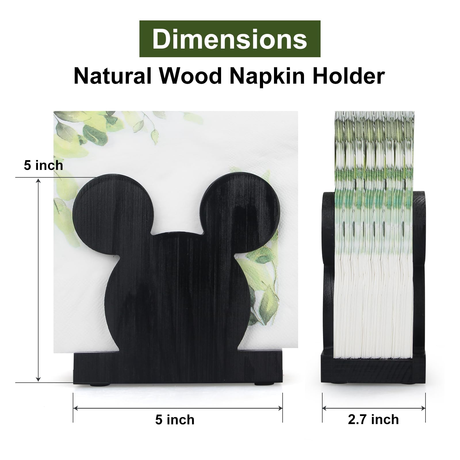 Decorative black napkin holder for kitchen and bathroom