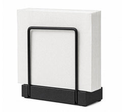 Napkin Holder for Table with black metal frame and bamboo base